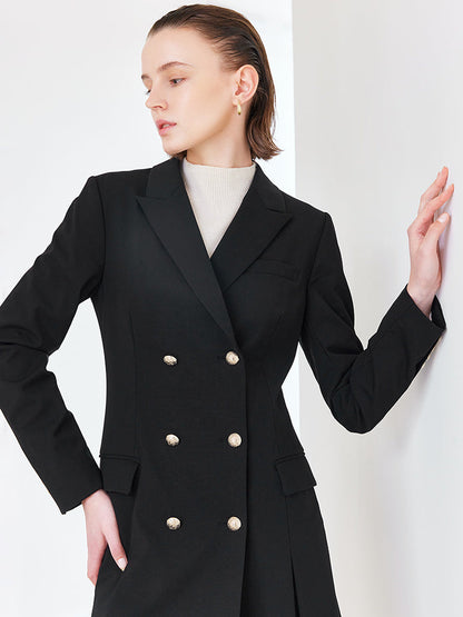 Kruvaze Yün Blazer Mini Elbise