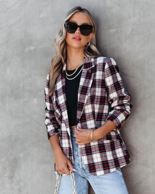 Revolense™ Big Apple Dreams Pocketed Plaid Blazer