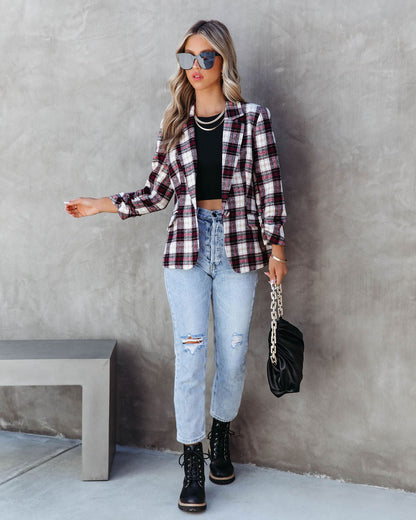 Revolense™ Big Apple Dreams Pocketed Plaid Blazer