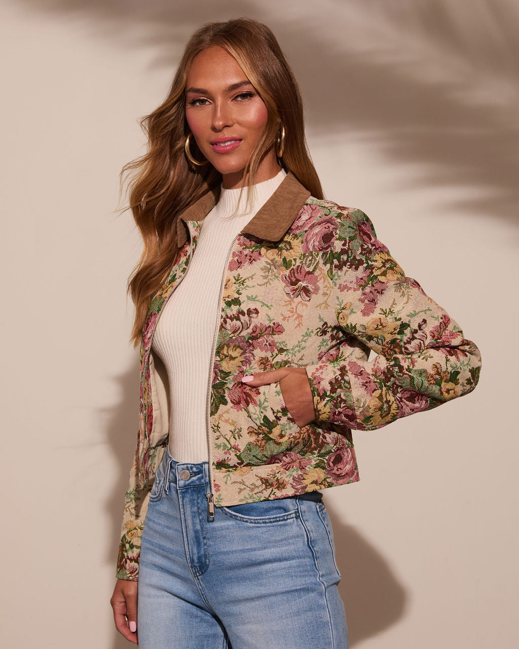 Revolense™ Garden Rose Linen Floral Tapestry Jacket