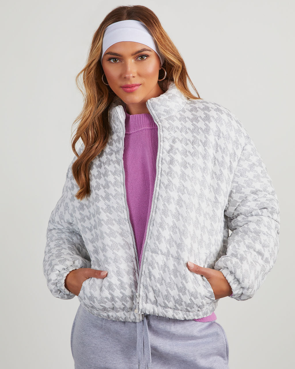 Revolense™ Blaine Glitter Houndstooth Puffer Jacket