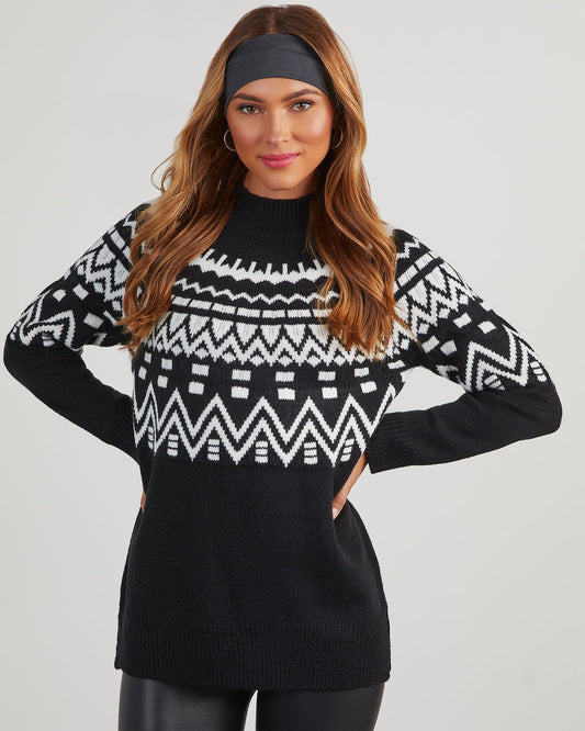 Revolense™ Blizzard Fair Isle Mock Neck Sweater