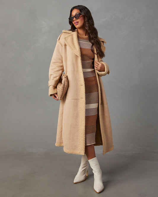 Revolense™ Hobbes Sherpa Lined Suede Pocketed Coat