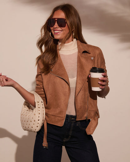 Revolense™ At The Fireside Cropped Suede Moto Jacket