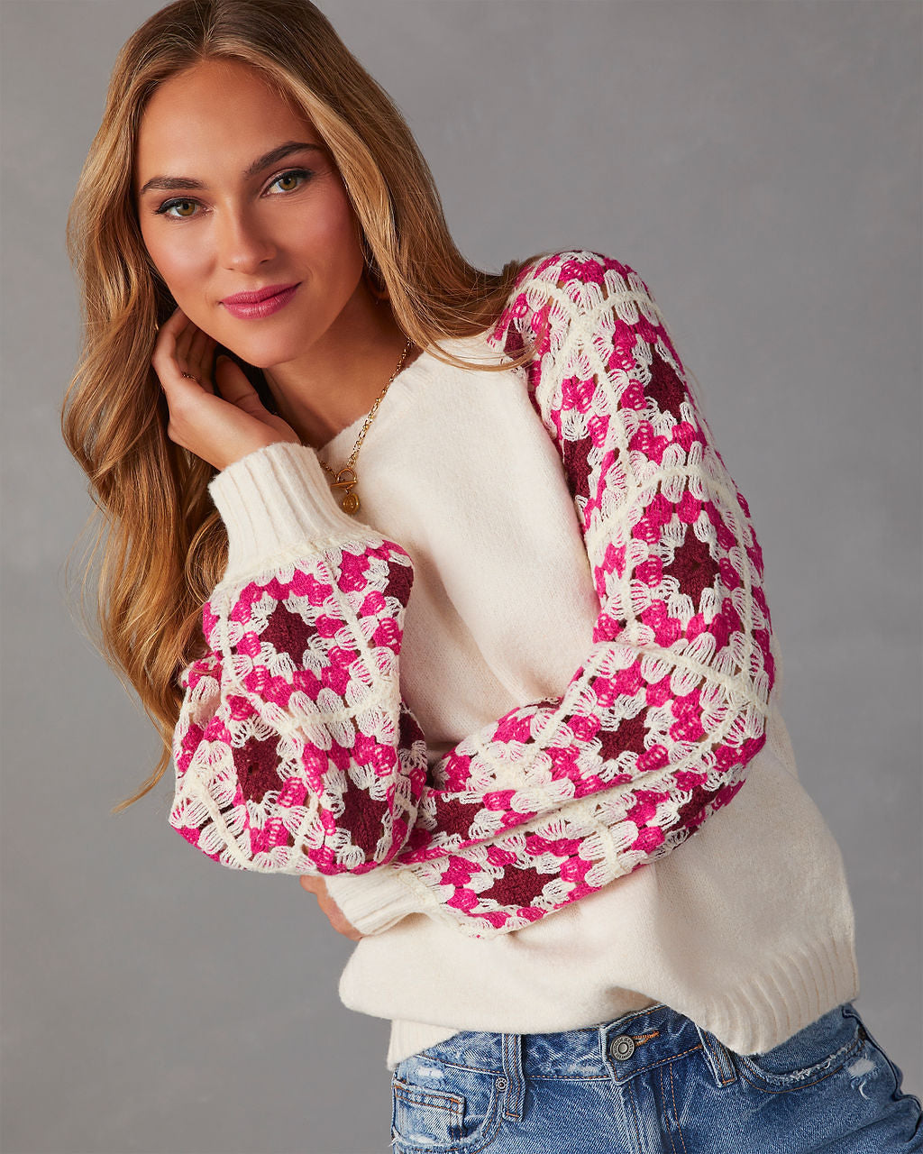 Revolense™ Gertrude Crochet Knit Sweater