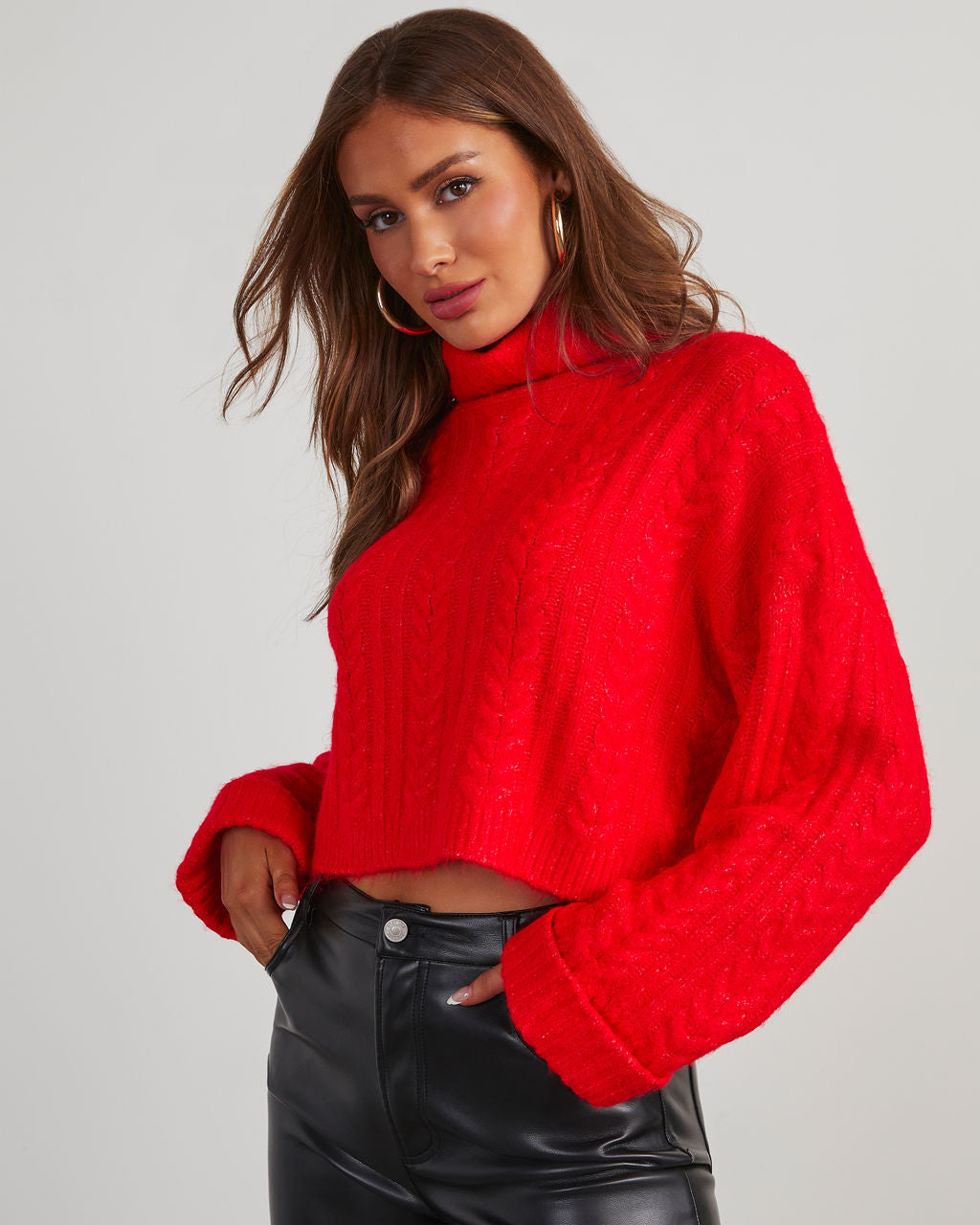 Revolense™ Georgie Cable Knit Turtleneck Pullover Sweater