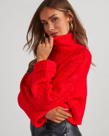 Revolense™ Georgie Cable Knit Turtleneck Pullover Sweater