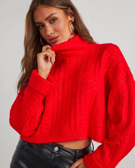 Revolense™ Georgie Cable Knit Turtleneck Pullover Sweater