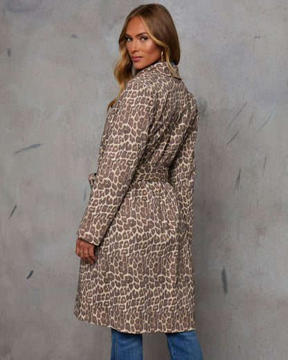 Revolense™ Be Free Animal Print Belted Trench Coat