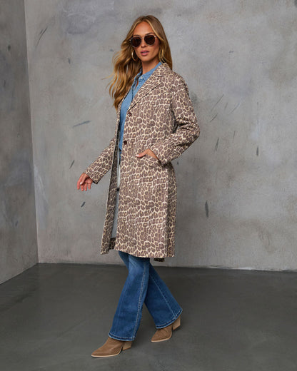 Revolense™ Be Free Animal Print Belted Trench Coat