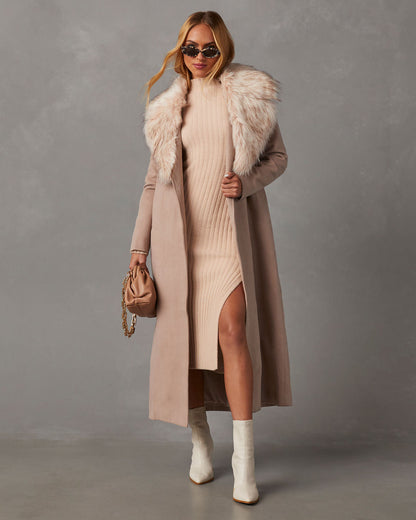 Revolense™ Frederica Pocketed Faux Fur Collar Coat