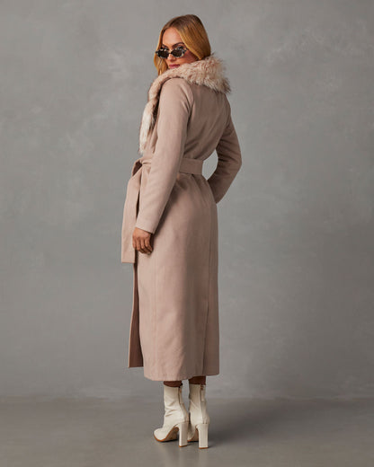 Revolense™ Frederica Pocketed Faux Fur Collar Coat