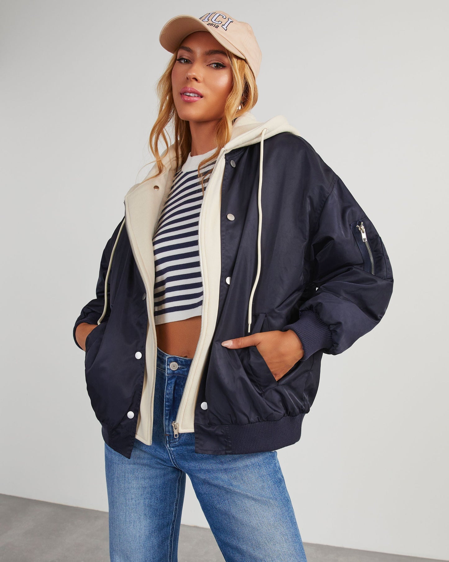 Revolense™ Campus Oversized Hooded Bomber Jacket