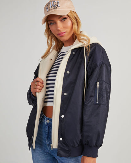 Revolense™ Campus Oversized Hooded Bomber Jacket