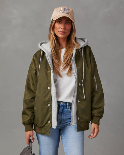 Revolense™ Campus Oversized Hooded Bomber Jacket