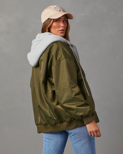 Revolense™ Campus Oversized Hooded Bomber Jacket